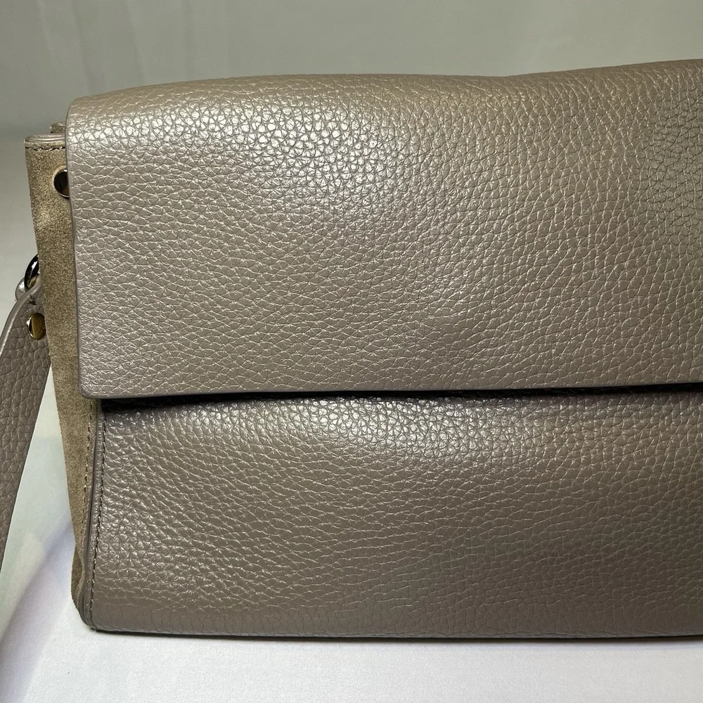 Treasure & Bond Taupe Leather & Suede Shoulder Bag Everyday Purse‎ Granny Chic